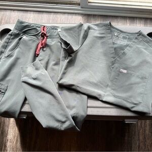 Figs Women’s  Gray Joggers with Red Drawstring